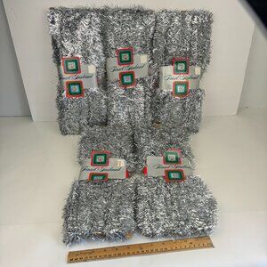 5 Vtg Brite Star Silver‎ Tinsel Garland 25 ft Each Strand Christmas Holiday Prop
